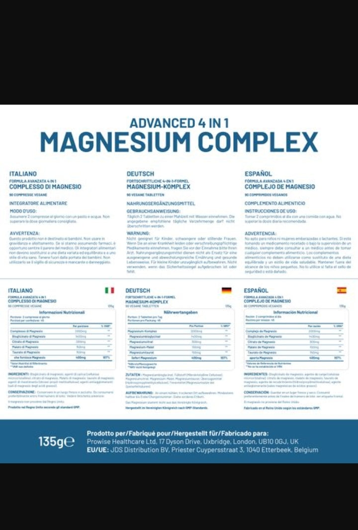 Magnesium Glycinate Complex 4 in 1 - 2000mg per serving