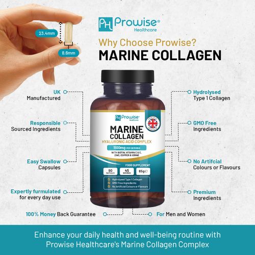🌊 Prowise Marine Collagen with Hyaluronic Acid Complex 1100mg – 90 Capsules